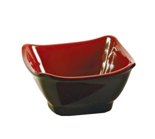 Yanco CR-5450 10 Oz. 4.75" W Black and Red Melamine Square Two-Tone Bowl