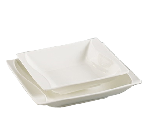 Yanco SW-304 Bone White Porcelain Square Sea Wave Dessert Dish