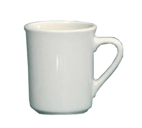 Yanco RE-8-T 8 Oz. White Round Ceramic Rolled Edge Recovery Tierra Mug