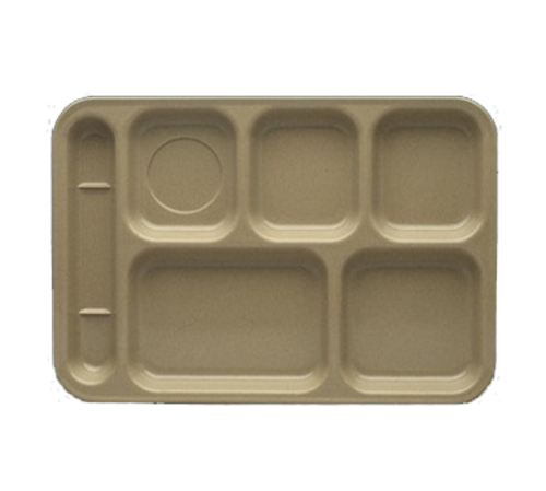 Yanco NC-801S 14" L x 10" W Sand Rectangular Melamine Left Handed Nu-Classic Compartment Tray