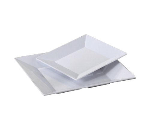 Yanco RM-112 12" L x 12" W White Melamine Square Rome Plate