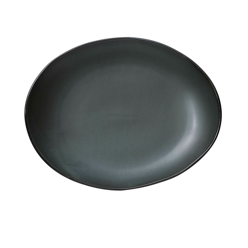 Yanco CH-215 15" W Dark Green Porcelain Oval Champs Plate