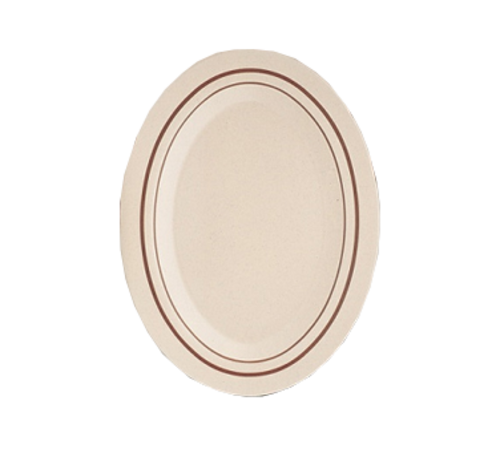 Yanco SS-212 12" W x 9" D Oval Melamine Beige Sesame Platter