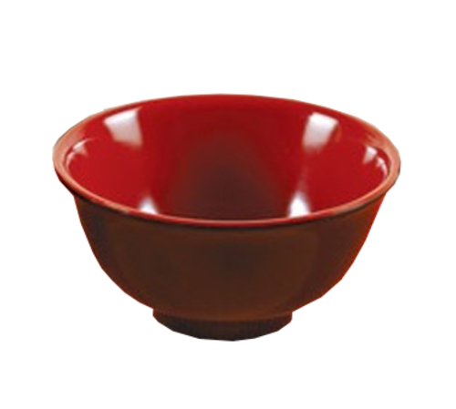 Yanco CR-130 8 Oz. 4.5" Dia. Black and Red Melamine Round Two-Tone Rice Bowl