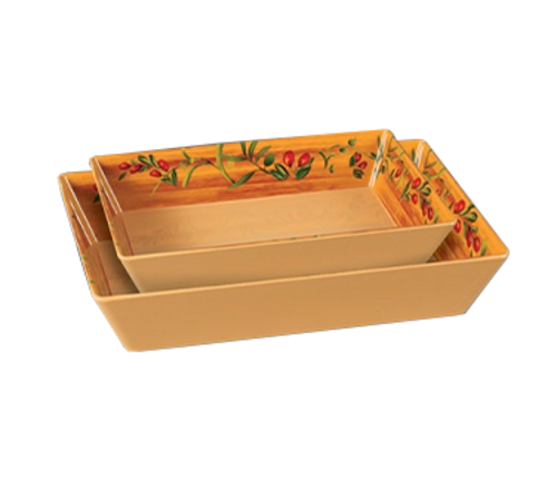 Yanco OL-614 128 Oz. 13.75" W Melamine Rectangular Pattern Design Olive Bowl