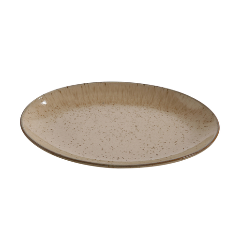 Yanco AG-208 8" L x 5.5" W Glazed Porcelain Oval Coupe Rim Agate Platter