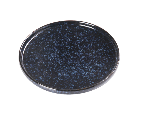 Yanco BL-208 8.25" Dia. Porcelain Round Rolled Edge Blue Star Plate