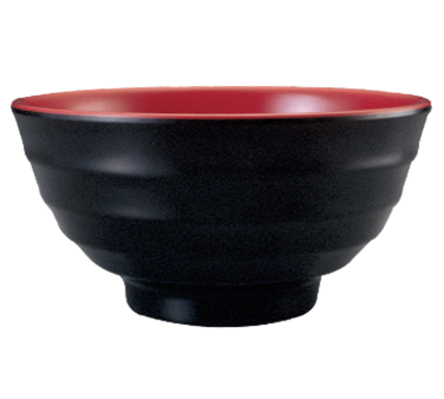Yanco CR-528 22 Oz. 6.88" Dia. Black and Red Melamine Round Two-Tone Soup Bowl
