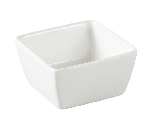 Yanco SH-403 4 Oz. Bone White Porcelain Square Shanghai Sauce Dish
