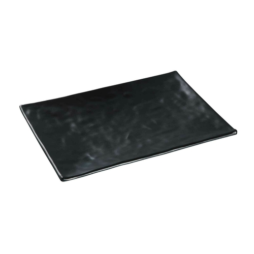 Yanco BP-2014 14" W Melamine Rectangular Asian Style Black Pearl Plate