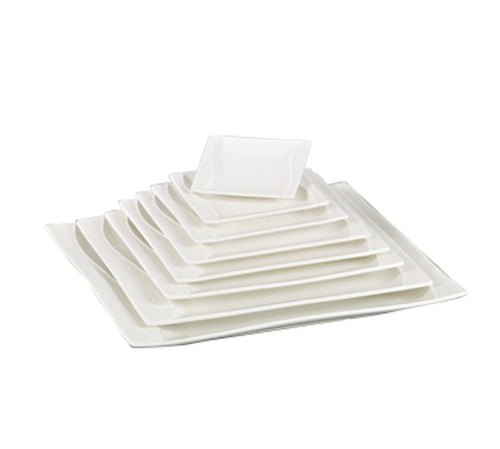 Yanco SW-114 14" W Bone White Porcelain Square Sea Wave Plate