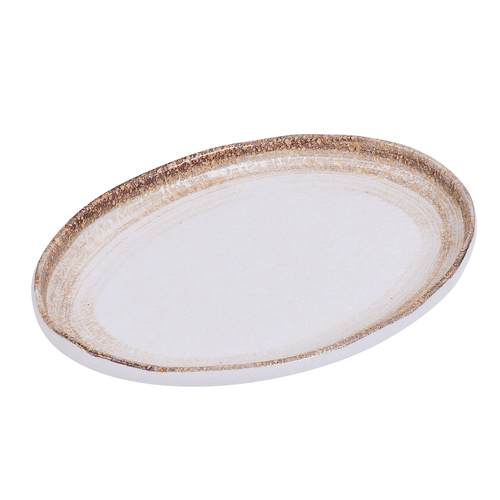 Yanco RO-2310 10" L x 6.75" W White or Brown Glazed Porcelain Oval Rockeye-2 Platter