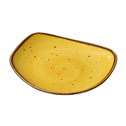 Yanco LY-107YL 7.25" W Yellow Porcelain Free Form Lyon Plate
