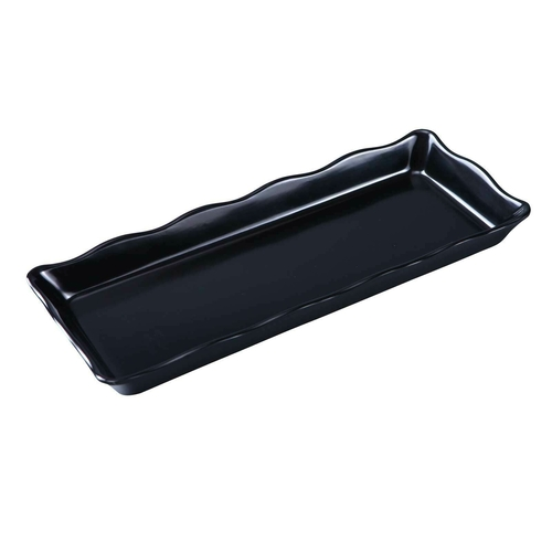 Yanco DC-6014B 14" W x 1" H x 5.25" D Black Melamine Rectangular Serving Tray
