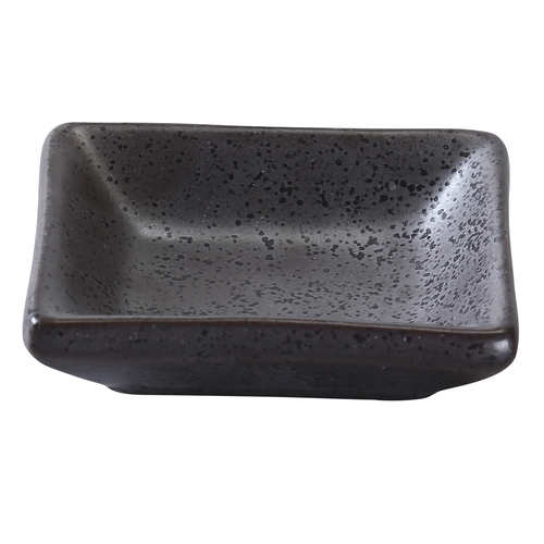Yanco DB-4030 2 Oz. Rectangular Porcelain Diamond Black Sauce Dish