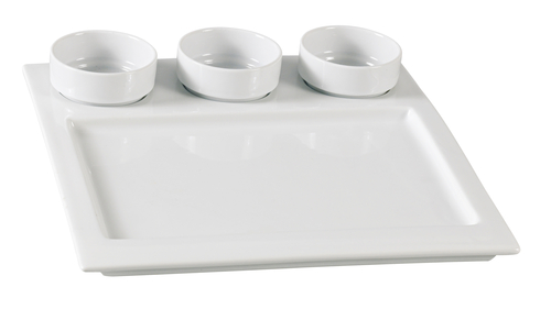 Yanco ML-810 3 Oz. Super White Porcelain Main Land Compartment Dish