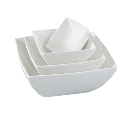 Yanco FU-009 72 Oz. Bone White Porcelain Square Fuji Bowl