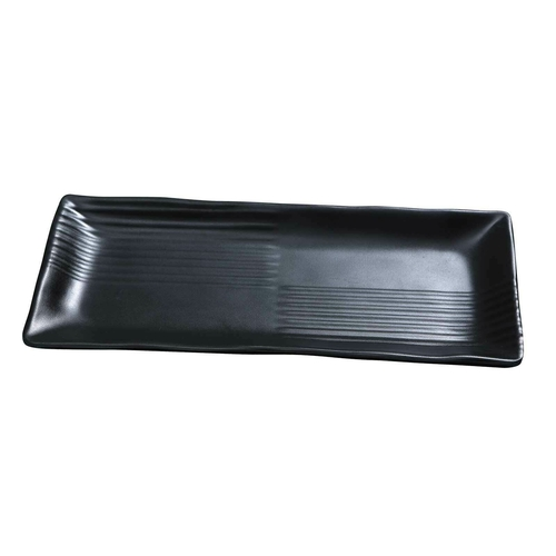 Yanco BP-2213 14.25" W Melamine Rectangular Asian Style Black Pearl Plate