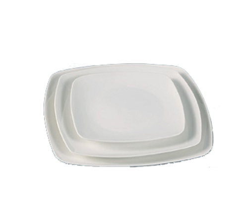 Yanco FU-312 12" W Bone White Porcelain Square Fuji Plate
