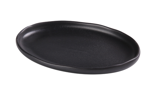 Yanco NB-208 8.12" W Black Porcelain Oval Noble Black Plate