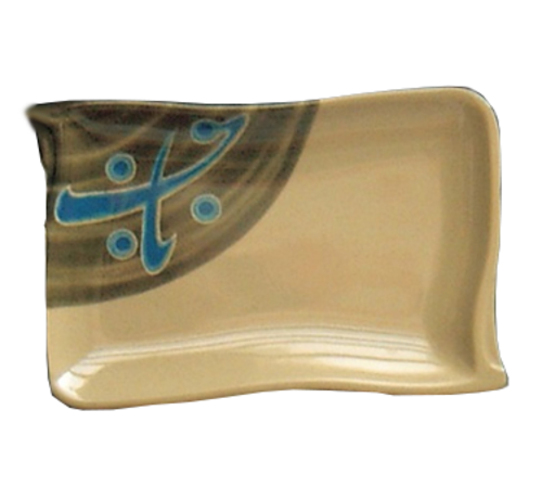 Yanco JP-1609 8.5" W Melamine Rectangular Wavy Edge Japanese Plate