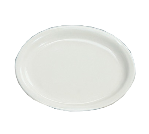 Yanco NR-13 11.5" L x 9.25" W American White Ceramic Oval Narrow Rim Normandy Platter