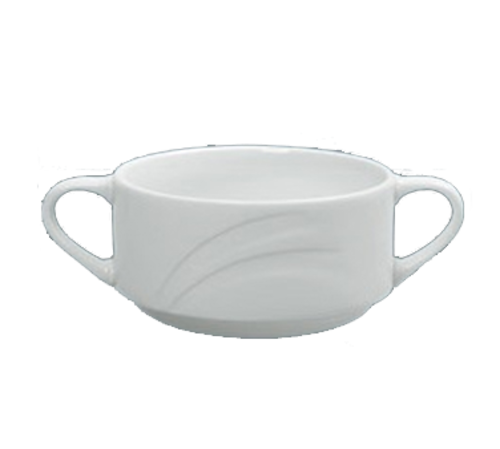 Yanco MM-46 6 Oz. 3.88" Dia. Bone White Porcelain Round with Two Handles Miami Bouillon