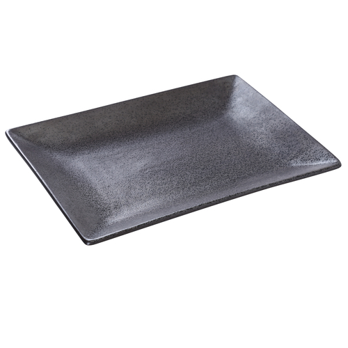 Yanco DB-412 12" W Black Porcelain Rectangular Diamond Black Plate