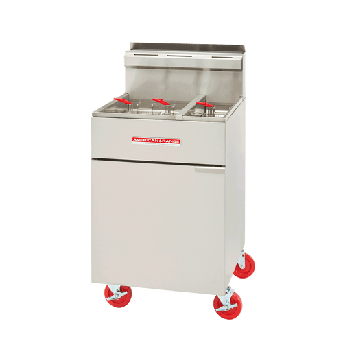 American Range AF-50/25 22.75" W Stainless Steel Natural Gas Full & Half Size Fryer - 200,000 BTU
