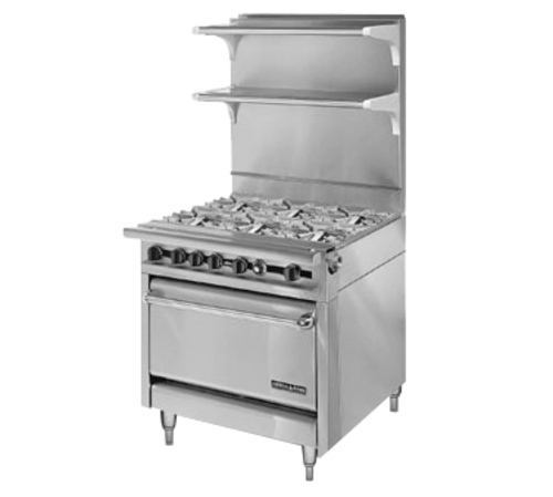 American Range HD34-6-1C-LP 34" W 6 Open Burners Liquid Propane Medallion Professional Heavy Duty Range - 210,000 BTU