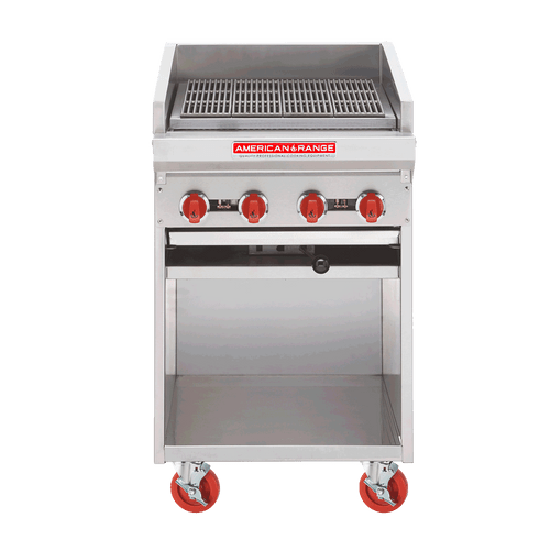 American Range ADJF-24 24" W Natural Gas Steel Radiant Floor Model Charbroiler - 80,000 BTU