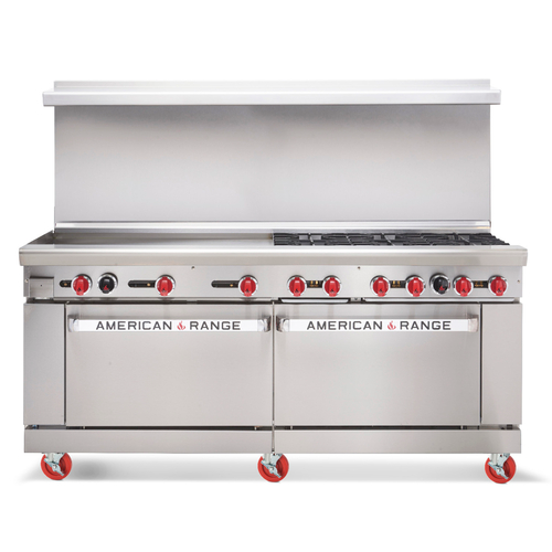 American Range AR-36G-6B-126L-SBR 72" W 6 Burners Natural Gas Restaurant Range - 287,000 BTU