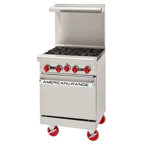 American Range AR-4 24" W 4 Open Burners Space Saver Oven Natural Gas Restaurant Range - 155,000 BTU
