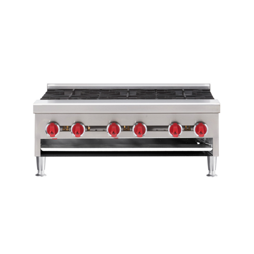 American Range ARHP-48-4-LP 48" W Stainless Steel Countertop Liquid Propane 4 Burners Hotplate - 128,000 BTU