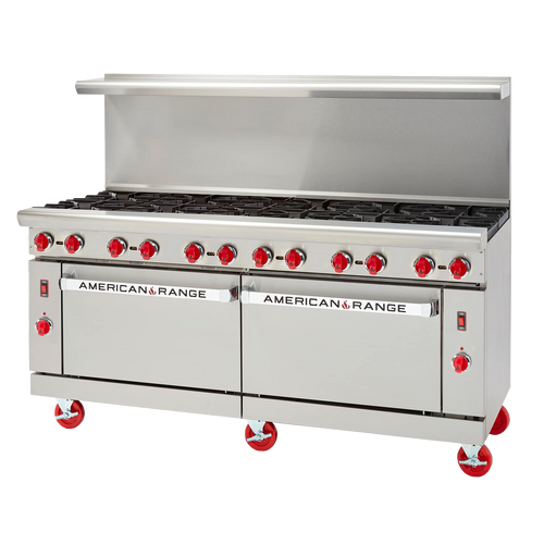 American Range ARGF-12 72" W 12 Burners Natural Gas Green Flame Heavy Duty Restaurant Range - 430,000 BTU