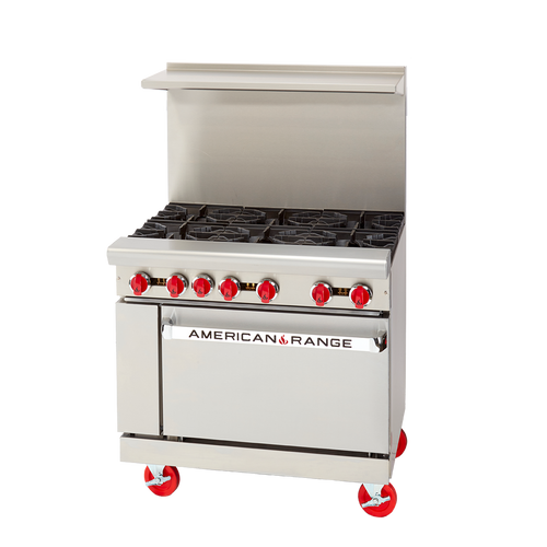 American Range AR-6-NG 36" W Stainless Steel Standard Oven Base Natural Gas Restaurant Range - 227,000 BTU