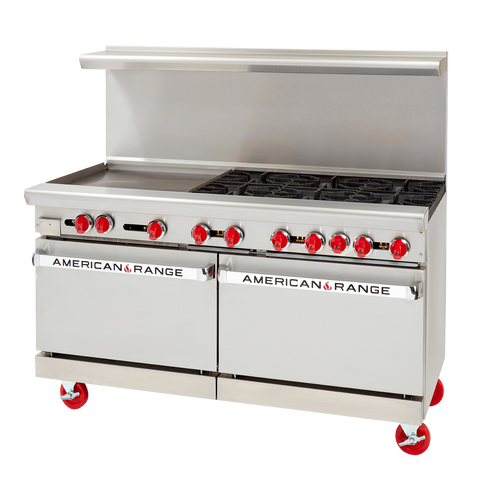 American Range AR-24G-6B-DSB 60" W 6 Burners Natural Gas Restaurant Range - 232,000 BTU