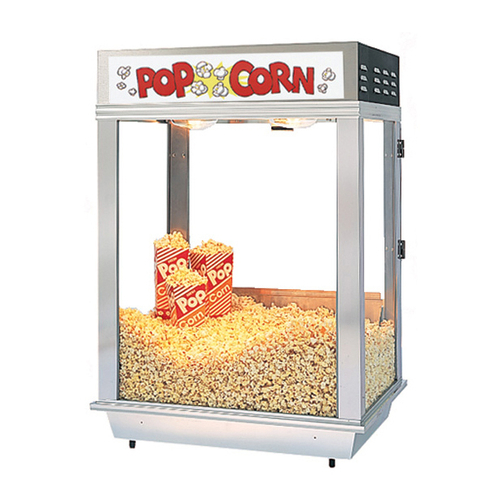 Gold Medal 2025ST Stainless Steel Lighted Dome LED Lighted Popcorn Sign Citation Staging Cabinet - 120 Volts