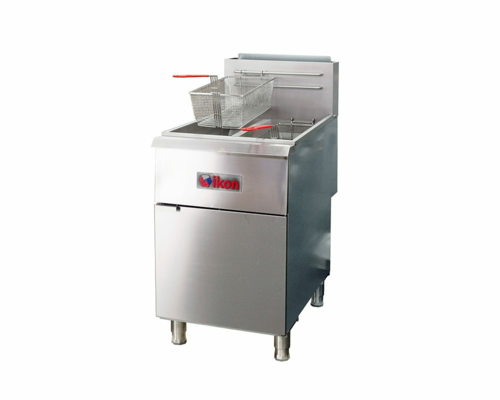 MVP Group IGF-40/40-NG 40 Lbs. Stainless Steel Front and Galvanized Sides Natural Gas IKON Fryer - 120,000 BTU