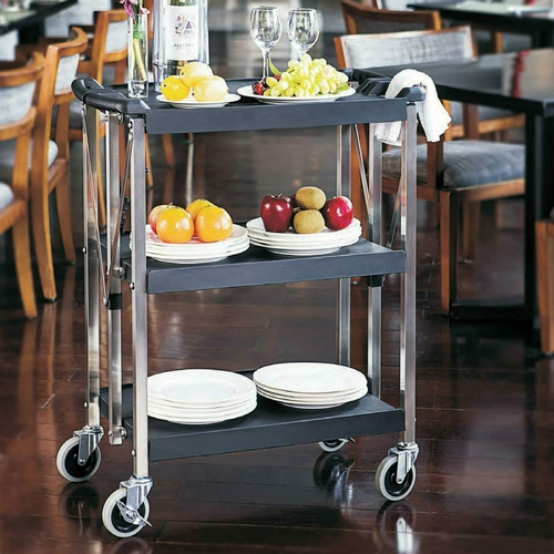 Omcan USA 43638 16.5" D x 29.9" W Galvanized Folding Dining Cart