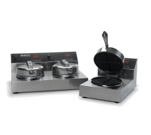 Nemco 7000A-2S Cast Aluminum Grid with Silverstone Stainless Steel Construction Double Waffle Baker - 120 Volts