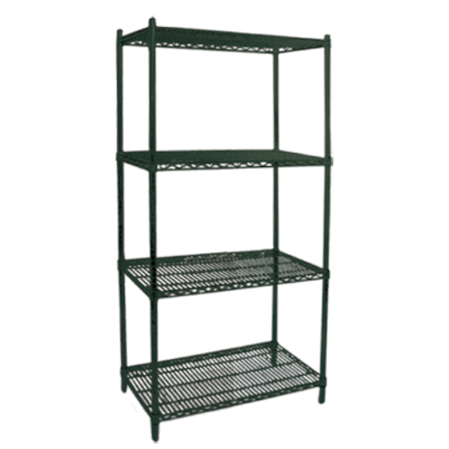 Omcan USA 45174 48" W Green Epoxy Finish 4 Wire Shelves and Posts Shelving Unit