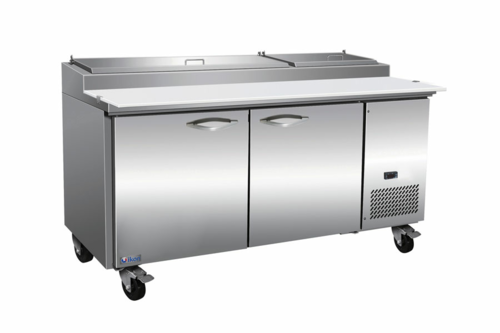 MVP Group IPP71-4D 70.8" W Stainless Steel Two Section IKON Pizza Prep Table - 115 Volts