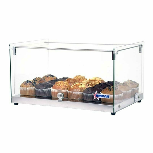 Omcan USA 44371 21.8" W x 14.2" D x 12.2" H Curved Front Glass and Stainless Steel Countertop Display Case
