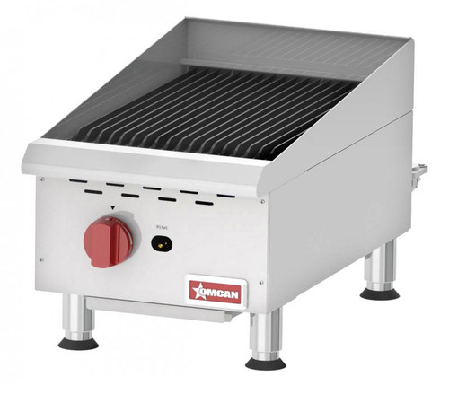 Omcan USA 43736 15" W Stainless Steel Countertop Gas Charbroiler - 40,000 BTU
