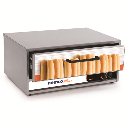Nemco 8045W-BW Stainless Steel Rack And Construction Open Sliding Door Moist Heat Bun/Food Warmer - 120V