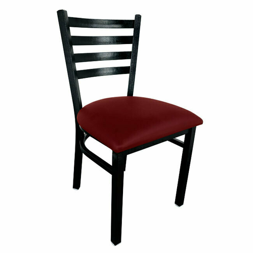 Omcan USA 47594+69746 Black Metal Frame Burgundy Upholstered Vinyl Seat Side Chair
