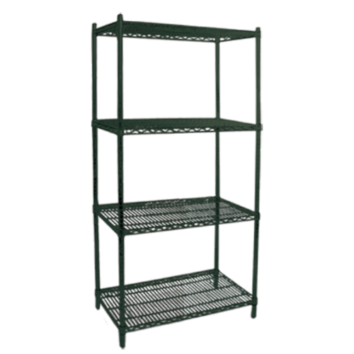 Omcan USA 45175 60" W Green Epoxy Finish 4 Wire Shelves and Posts Shelving Unit