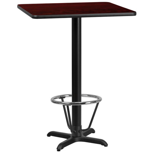 Flash Furniture XU-MAHTB-2424-T2222B-3CFR-GG Mahogany Laminate Square Plastic Top PVC T-Mold Edge Table