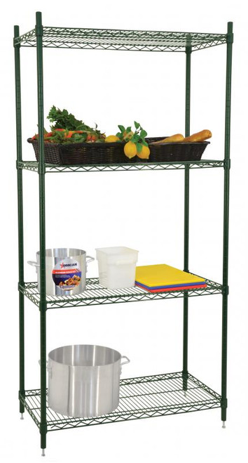 Omcan USA 45172 60" W Green Epoxy Finish 4 Wire Shelves and Posts Shelving Unit
